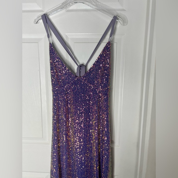 Free People Purple Sequins Mini Halter Dress Sz L - Picture 5 of 7